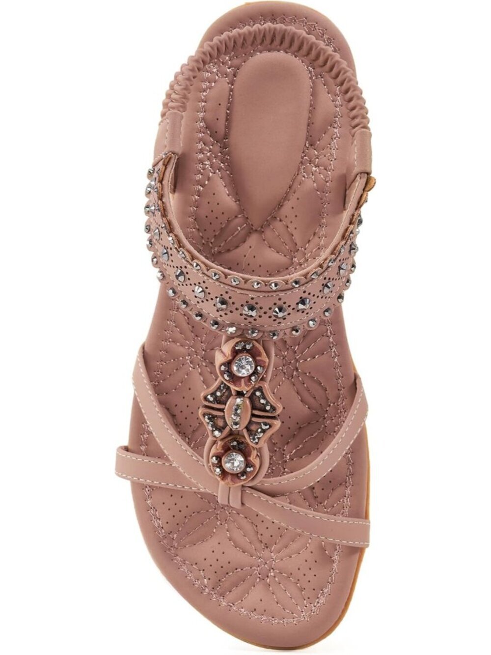 Women's Flat Sandals Walking Shoes Beach Dark Pink Dressy Summer Bohemian Flats